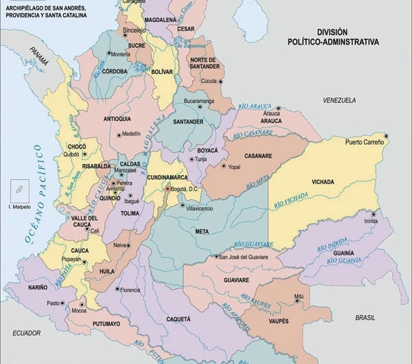 Map of Colombian growing regions